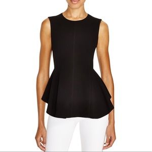 THEORY ‘Kalsing Admiral’ Crepe BLACK PEPLUM TOP